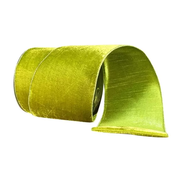 Farrisilk Spring Ribbon>Lime Green Velvet Ribbon, 6" X 10Yd