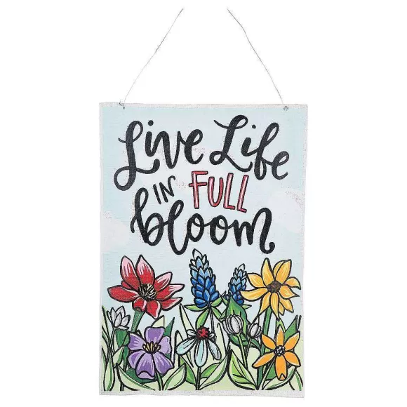 Glory Haus Door Decor>Live Life And "Welcome Friends" Reversible Spring Burlee