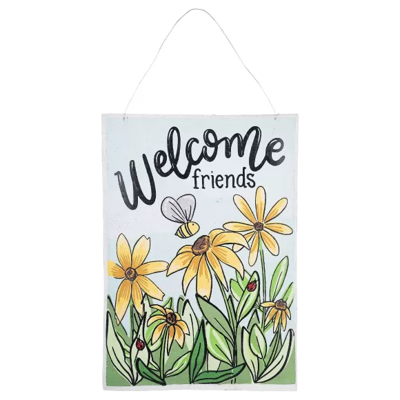 Glory Haus Door Decor>Live Life And "Welcome Friends" Reversible Spring Burlee