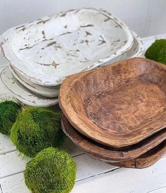 Forever Green Art Decorative Containers>Medium Carved Dough Bowl