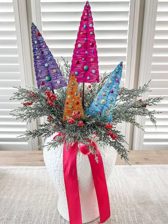 The Round Top Collection Pot Stakes>Merry & Bright Bottle Brush Trees