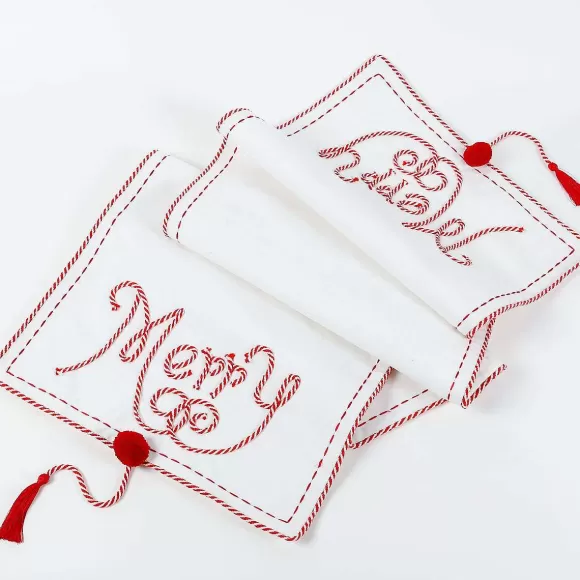 Deck The Halls Y'all Table Decor>Merry With Tassels Table Runner