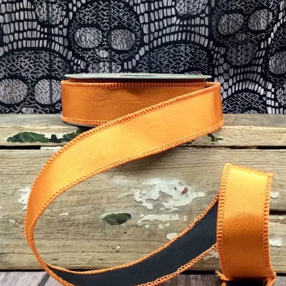 D. Stevens Ribbon>Orange And Black Double-Sided Ribbon, 1.5" X 10Yd