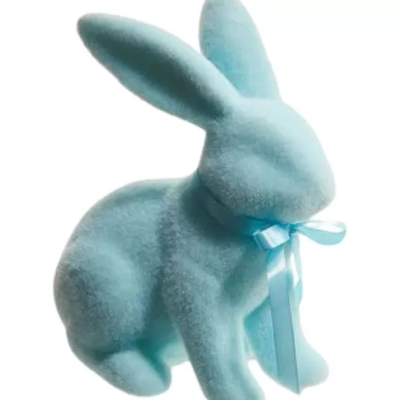 RAZ Table Decor>Pastel Blue Flocked Bunny