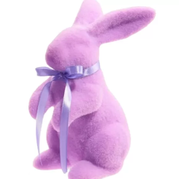 RAZ Table Decor>Pastel Purple Flocked Bunny