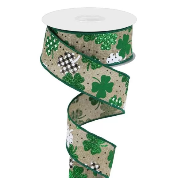 Craig Bachman St. Patrick's Day>Patterned Shamrocks Ribbon, 1.5" X 10Yd