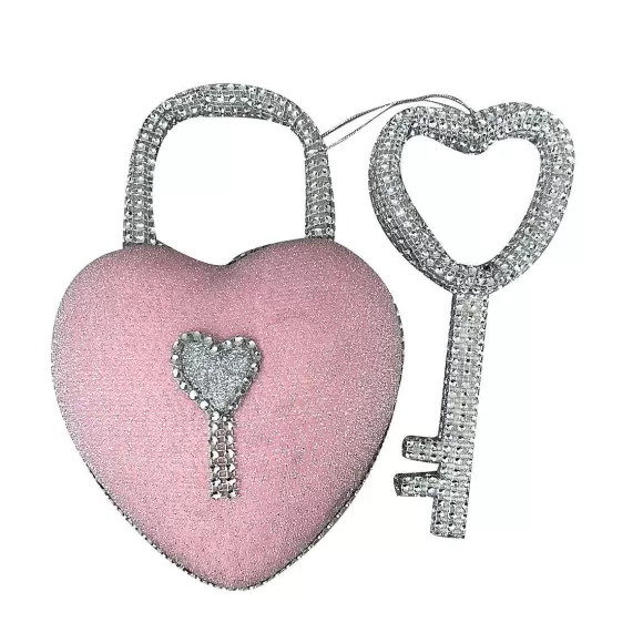 Liberty Floral Home Accents>Pink Barbie Style Bling Heart Lock & Key