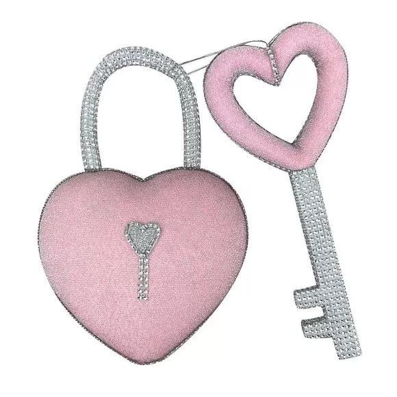 Liberty Floral Home Accents>Pink Bling Heart Lock & Key