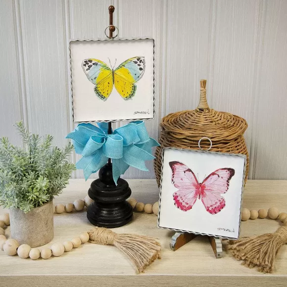 The Round Top Collection Table Decor>Pink Butterfly Mini Gallery Art