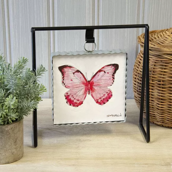 The Round Top Collection Table Decor>Pink Butterfly Mini Gallery Art