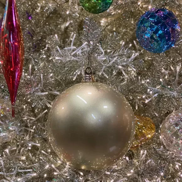 Farrisilk Ball Ornaments>Platinum Candy Apple Ball Ornament, 6"