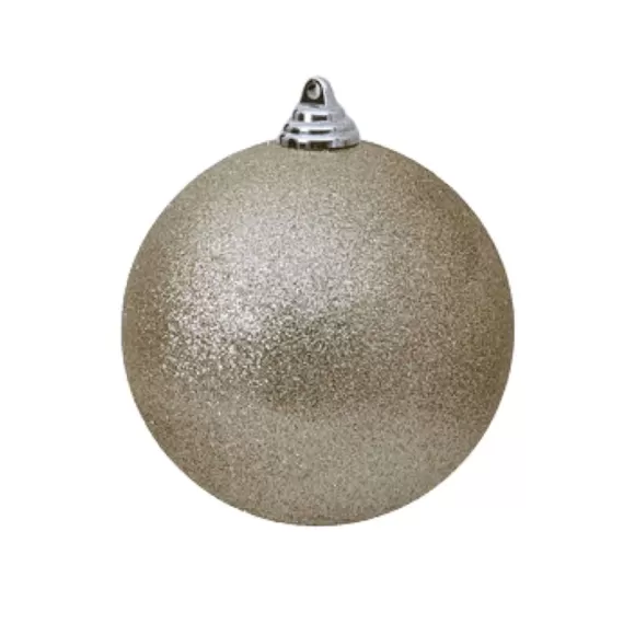 Farrisilk Ball Ornaments>Platinum Glitter Ball Ornament, 4"