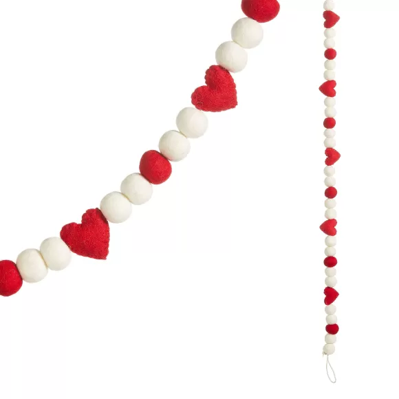 RAZ Garlands>Pom And Heart Felt Garland, 6'