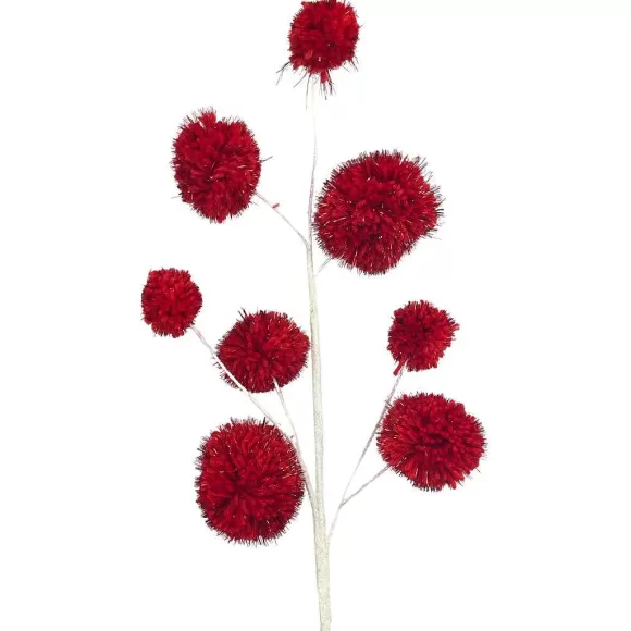 Direct Export Co. Floral>Pom Pom Spray, Red