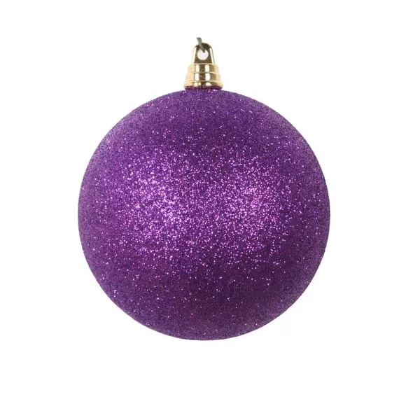 Farrisilk Ball Ornaments>Purple Glitter Ball Ornament, 4"