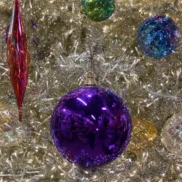 Farrisilk Ball Ornaments>Purple Shiny Ball Ornament, 8"