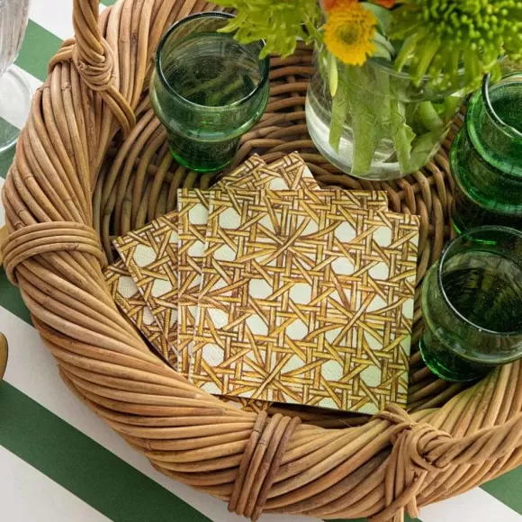 Hester & Cook Spring>Rattan Weave Cocktail Napkin Set