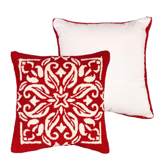 Evergreen Pillows>Red Bandana Hooked Throw Pillow