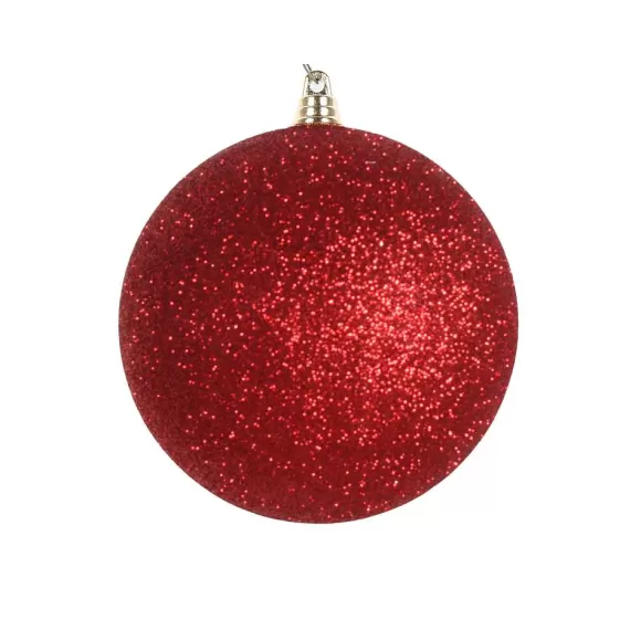 Farrisilk Ball Ornaments>Red Glitter Ball Ornament, 4"