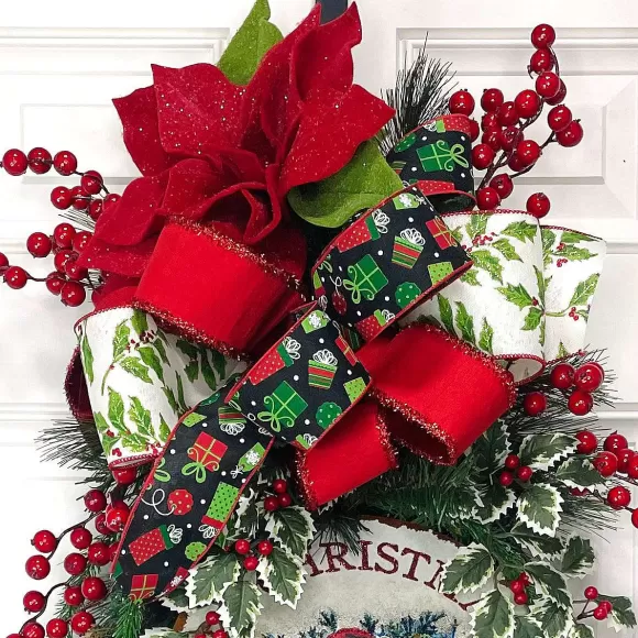 Mark Roberts Floral Decor>Red Glitter Poinsettia Pick, 20''