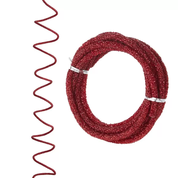 RAZ Garlands>Red Glittered Rope Garland, 10'