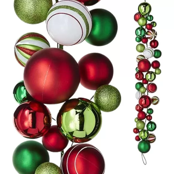 RAZ Garlands>Red, Green, White Ball Garland, 4'