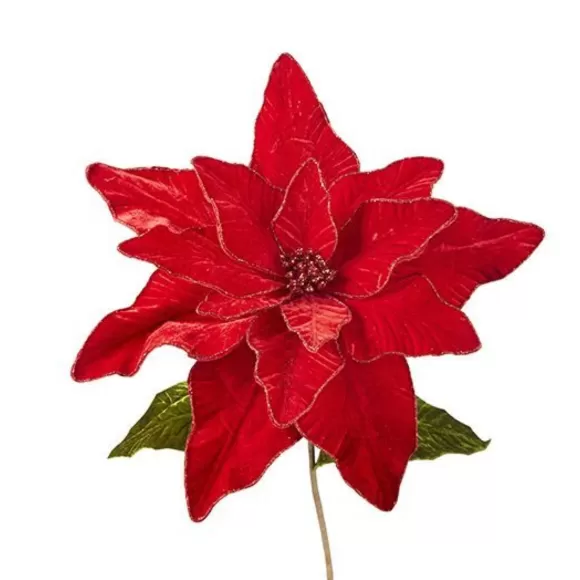 RAZ Stems>Red Velvet Poinsettia Stem