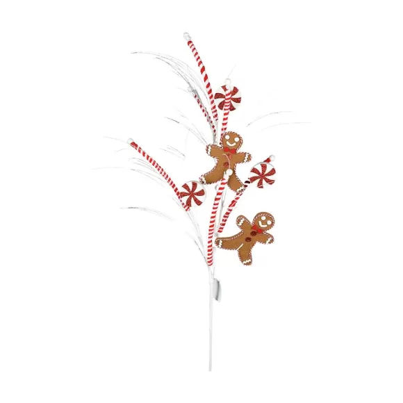 Direct Export Co. Floral>Red, White, And Brown Gingerbread Grass Spray