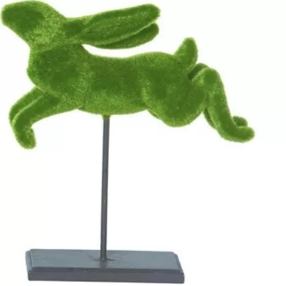 Transpac Focal Points>Resin Flocked Jumping Bunny