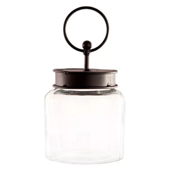 The Round Top Collection Table Decor>Round Glass Jar With Black Lid