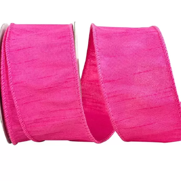 Reliant Ribbon Spring Ribbon>Shocking Pink Dupioni Ribbon, 2.5" X 10Yd