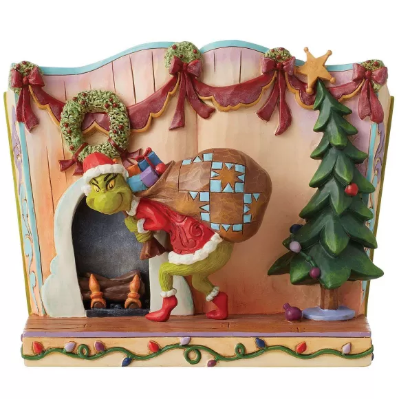 Department 56 Table Decor>Sneaky Grinch Stealing Presents Story, Dept. 56 Village