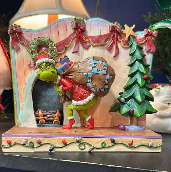 Department 56 Table Decor>Sneaky Grinch Stealing Presents Story, Dept. 56 Village