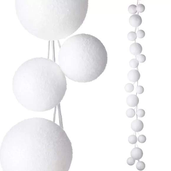 RAZ Garlands>Snowball Ball Garland, 5.5'