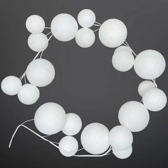 RAZ Garlands>Snowball Ball Garland, 5.5'