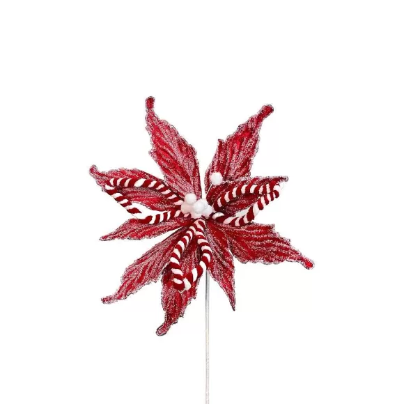 Liberty Floral Stems>Snowy Peppermint Poinsettia Stem