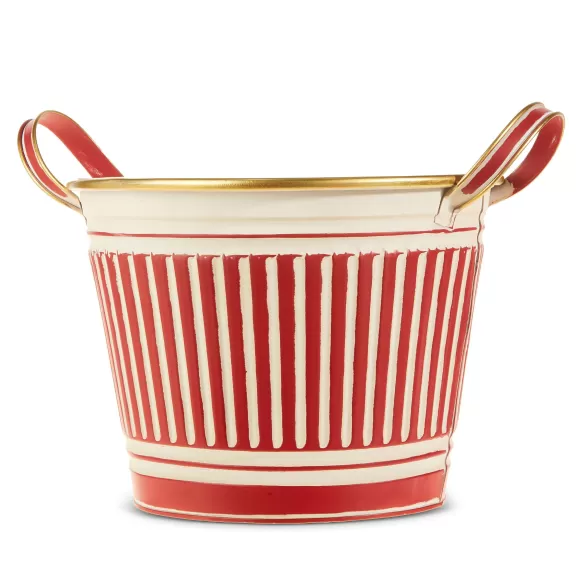 RAZ Kitchen & Dining>Striped Galvanized Handle Bucket