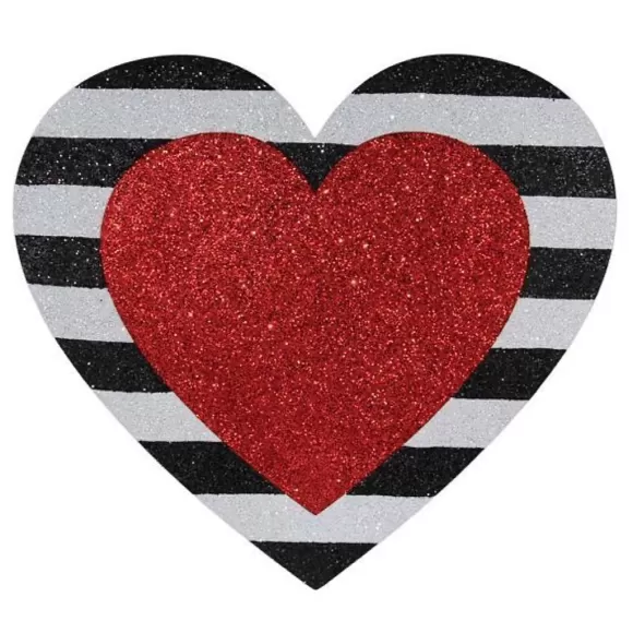 Craig Bachman Table Decor>Striped Glitter Heart