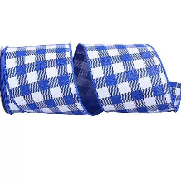 Reliant Ribbon Ribbon>Twill Check Royal Linen Ribbon, 4" X 10Yd