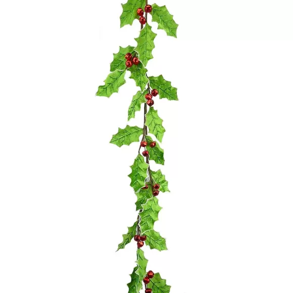 LIBERTY FLORAL Floral Decor>Velvet Holly Leaf Garland