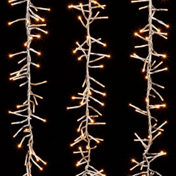 RAZ Lights>Warm White Cluster Lights On Clear Wire, 10'