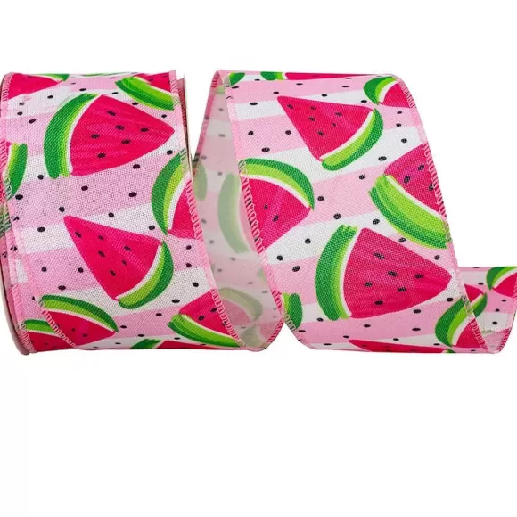 Reliant Ribbon Ribbon>Watermelon Slices Linen Ribbon, 2.5" X 10Yd