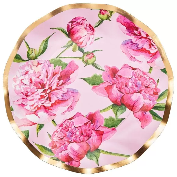 Sophistiplate Kitchen & Dining>Wavy Dinner Plate, Pink Peonies