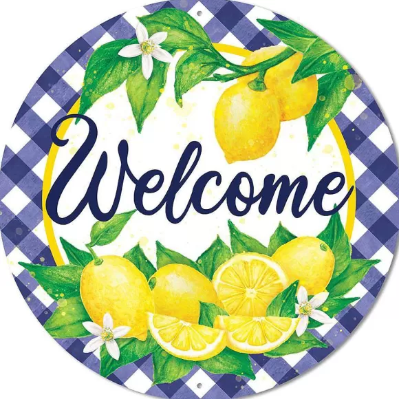 Craig Bachman Focal Points>Welcome Lemons With Check Border Sign